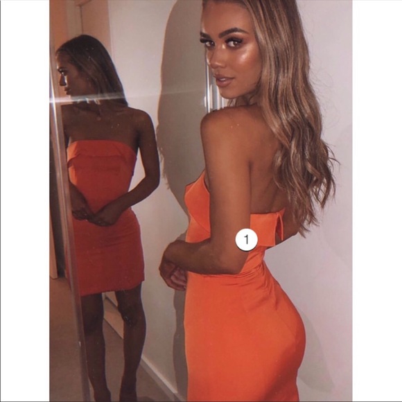 NWT MESHKI “MACIE” DRESS IN ORANGE - Picture 6 of 6